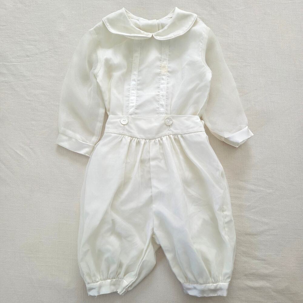 Vintage White Dressy Boys Romper 3t